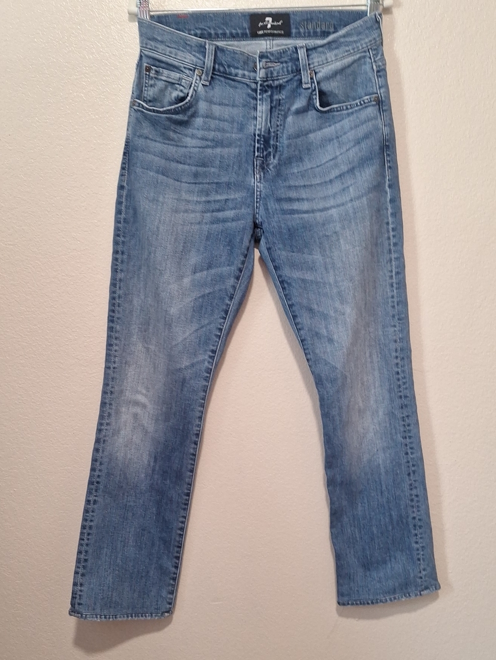 7 For All Mankind Light Blue Straight Jeans, Size 28